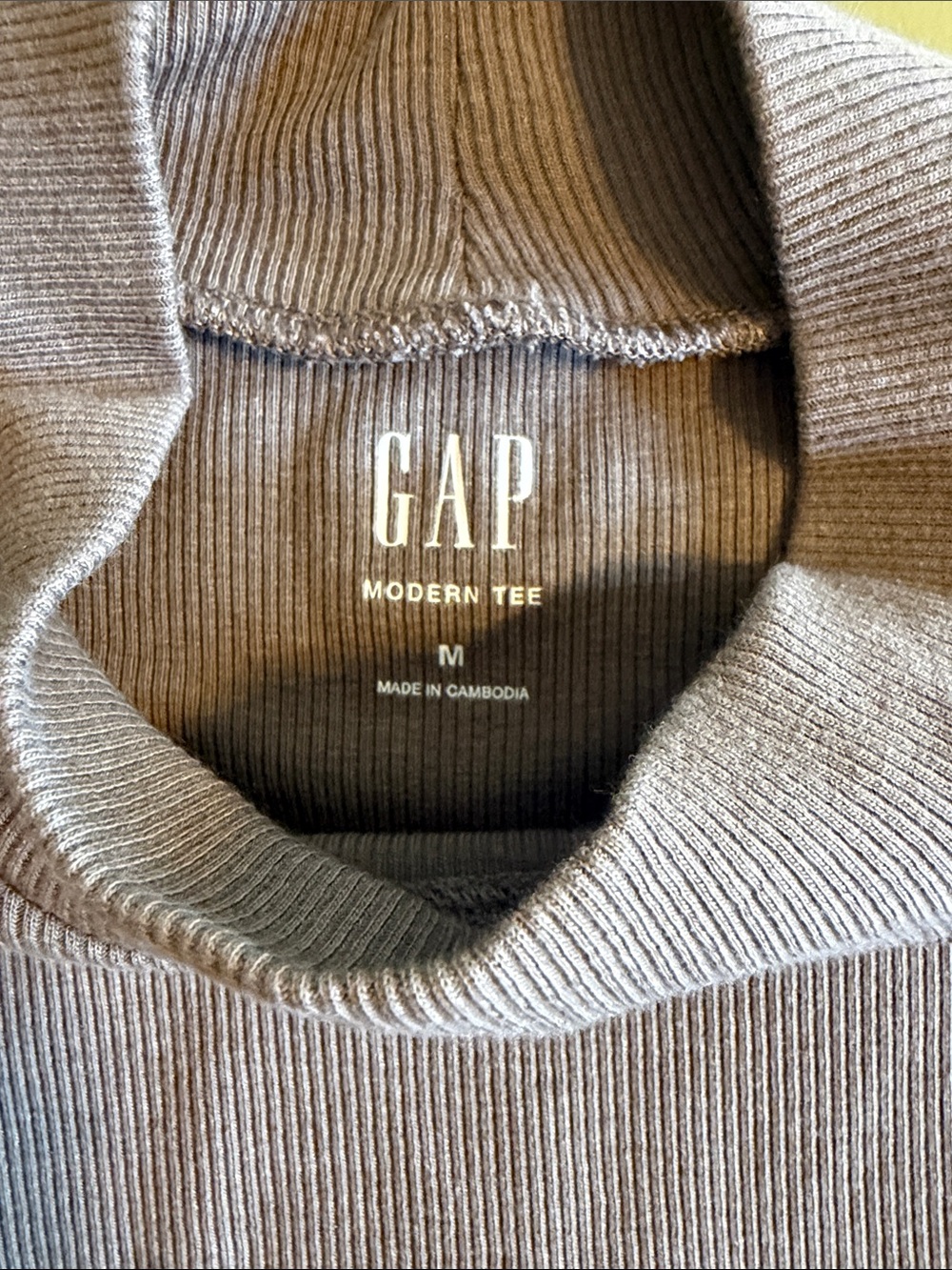GAP Women's Long Sleeve Ribbed Mock Neck Top - Brown - Picture 4 of 5